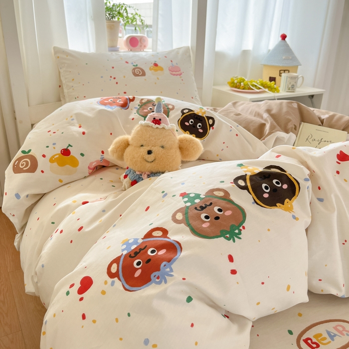 91家纺网 家纺一手货源 找家纺 寻米 2025新款全棉印花学生季学生三件套 快乐熊仔