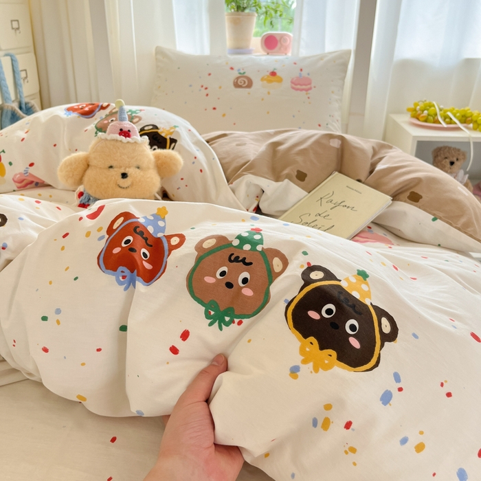 91家纺网 家纺一手货源 找家纺 寻米 2025新款全棉印花学生季学生三件套 快乐熊仔