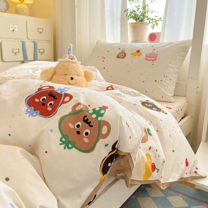 91家纺网 家纺一手货源 找家纺 寻米 2025新款全棉印花学生季学生三件套 快乐熊仔