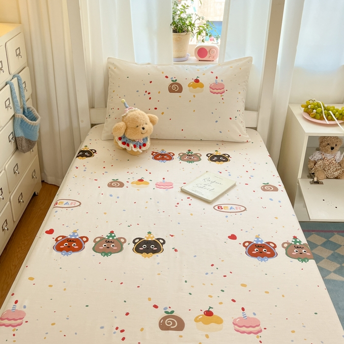 91家纺网 家纺一手货源 找家纺 寻米 2025新款全棉印花学生季学生三件套 快乐熊仔