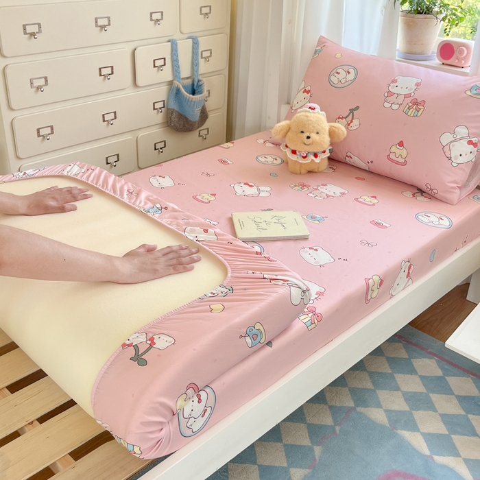 91家纺网 家纺一手货源 找家纺 寻米 2025新款全棉印花学生季学生三件套 松饼小喵