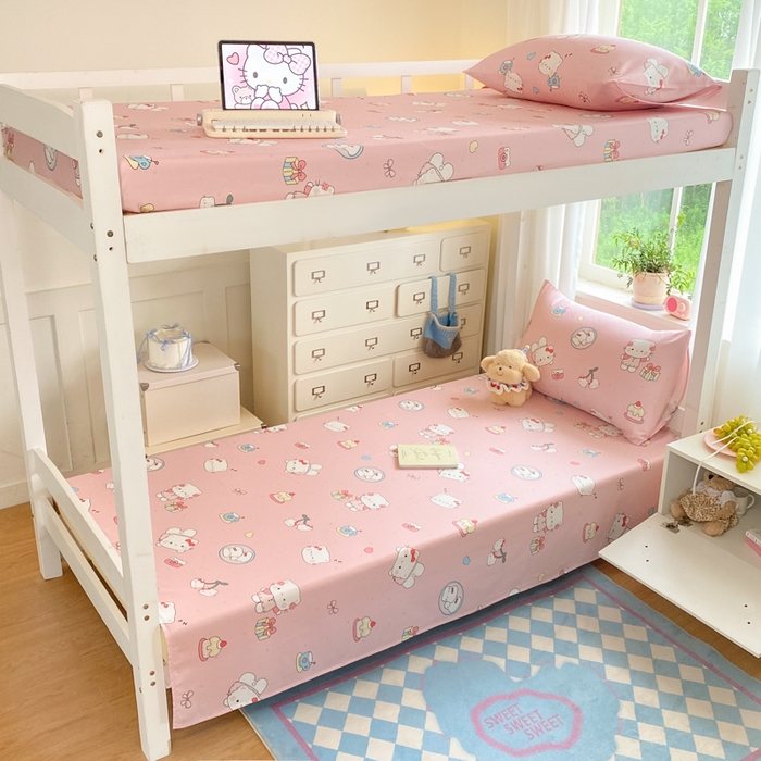 91家纺网 家纺一手货源 找家纺 寻米 2025新款全棉印花学生季学生三件套 松饼小喵