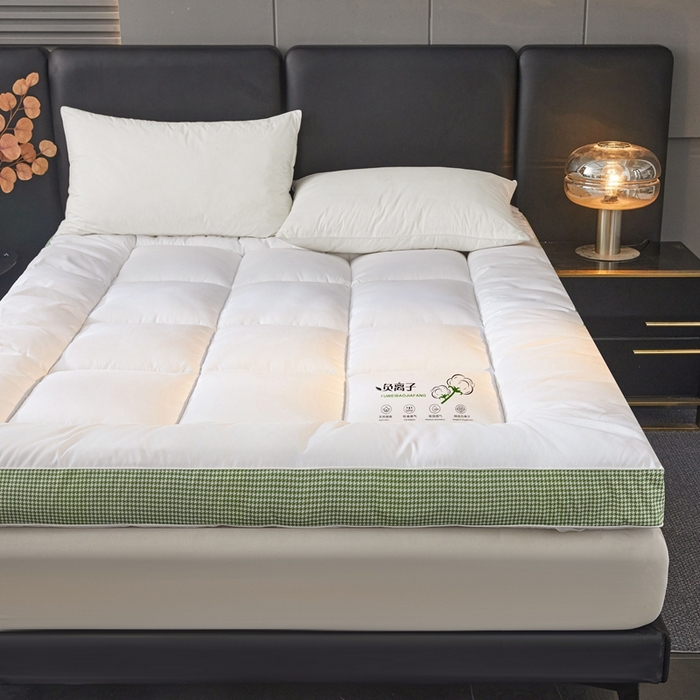 91家纺网 家纺一手货源 找家纺 富威堡2025新款酒店家用卧室褥子租房专用单人学生宿舍折叠加厚床垫软垫 负离子-皎月白