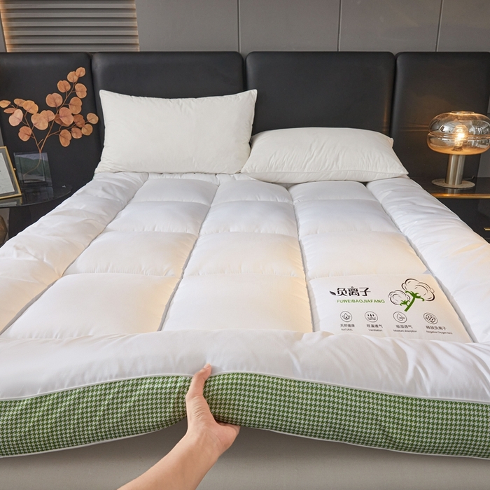 91家纺网 家纺一手货源 找家纺 富威堡2025新款酒店家用卧室褥子租房专用单人学生宿舍折叠加厚床垫软垫 负离子-皎月白