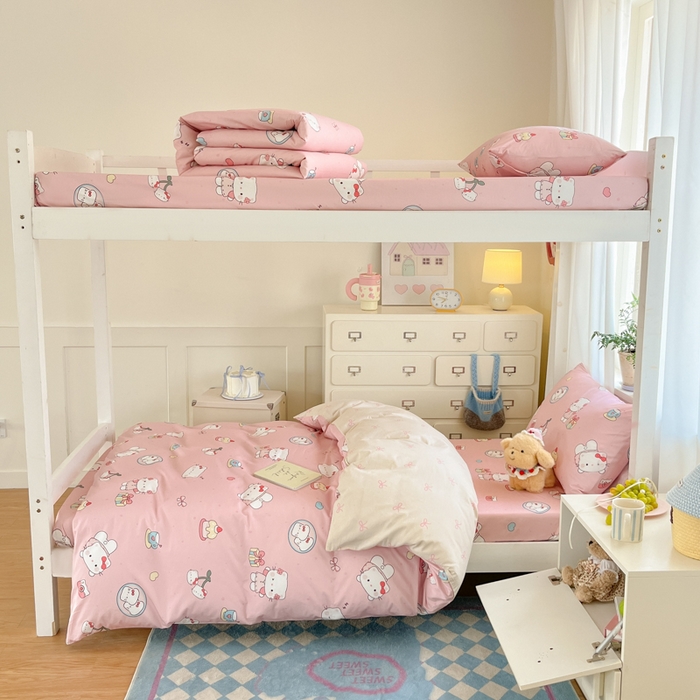 91家纺网 家纺一手货源 找家纺 寻米 2025新款全棉印花学生季学生三件套 松饼小喵