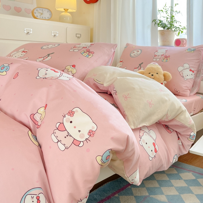 寻米 2025新款全棉印花学生季学生三件套 松饼小喵