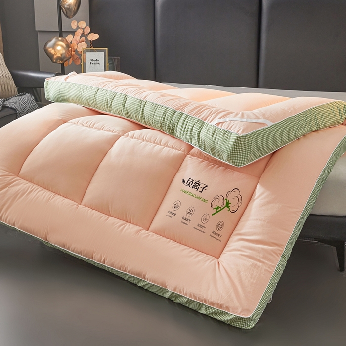 91家纺网 家纺一手货源 找家纺 富威堡2025新款酒店家用卧室褥子租房专用单人学生宿舍折叠加厚床垫软垫 负离子-玉粉色