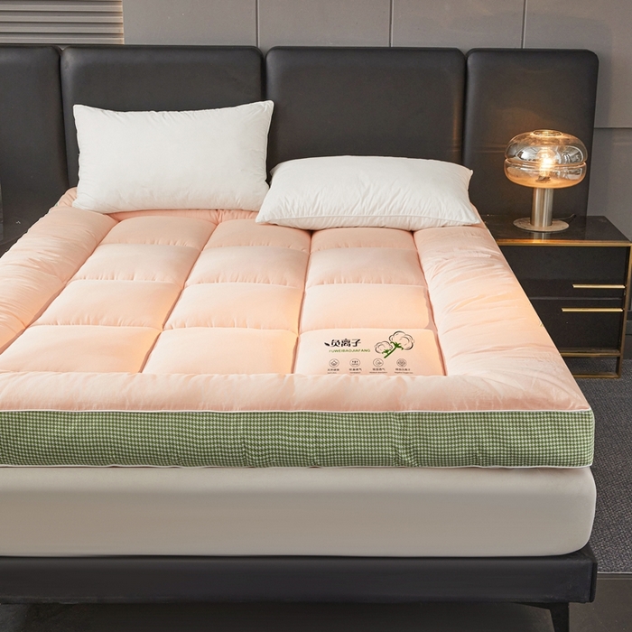 91家纺网 家纺一手货源 找家纺 富威堡2025新款酒店家用卧室褥子租房专用单人学生宿舍折叠加厚床垫软垫 负离子-玉粉色