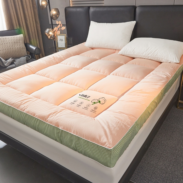 91家纺网 家纺一手货源 找家纺 富威堡2025新款酒店家用卧室褥子租房专用单人学生宿舍折叠加厚床垫软垫 负离子-玉粉色