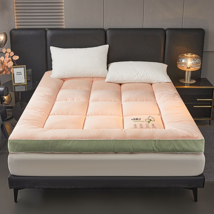 91家纺网 家纺一手货源 找家纺 富威堡2025新款酒店家用卧室褥子租房专用单人学生宿舍折叠加厚床垫软垫 负离子-玉粉色