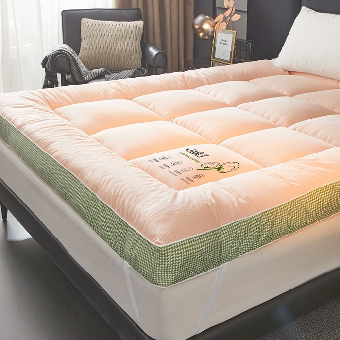 91家纺网 家纺一手货源 找家纺 富威堡2025新款酒店家用卧室褥子租房专用单人学生宿舍折叠加厚床垫软垫 负离子-玉粉色