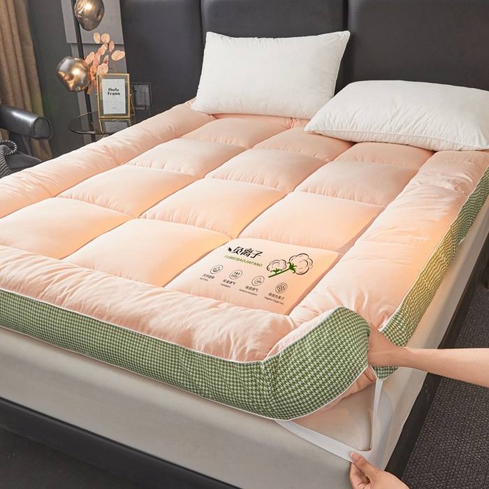 91家纺网 家纺一手货源 找家纺 富威堡2025新款酒店家用卧室褥子租房专用单人学生宿舍折叠加厚床垫软垫 负离子-玉粉色