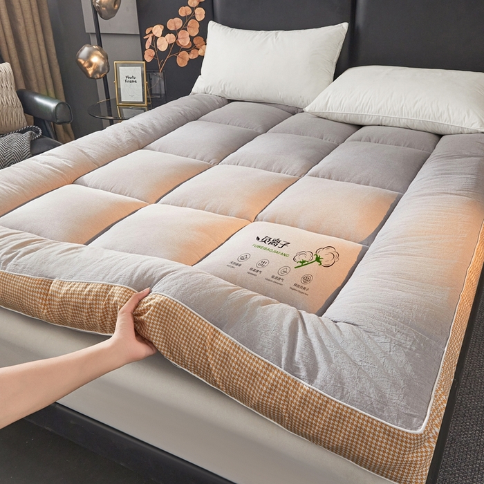91家纺网 家纺一手货源 找家纺 富威堡2025新款酒店家用卧室褥子租房专用单人学生宿舍折叠加厚床垫软垫 负离子-绅士灰