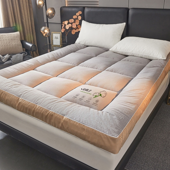 91家纺网 家纺一手货源 找家纺 富威堡2025新款酒店家用卧室褥子租房专用单人学生宿舍折叠加厚床垫软垫 负离子-绅士灰