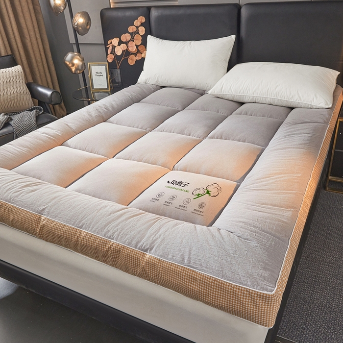 91家纺网 家纺一手货源 找家纺 富威堡2025新款酒店家用卧室褥子租房专用单人学生宿舍折叠加厚床垫软垫 负离子-绅士灰