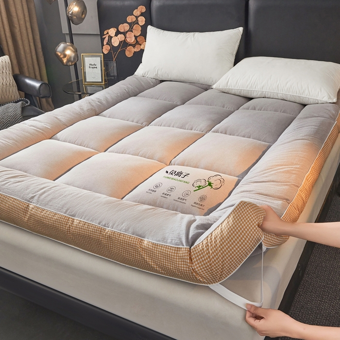 91家纺网 家纺一手货源 找家纺 富威堡2025新款酒店家用卧室褥子租房专用单人学生宿舍折叠加厚床垫软垫 负离子-绅士灰