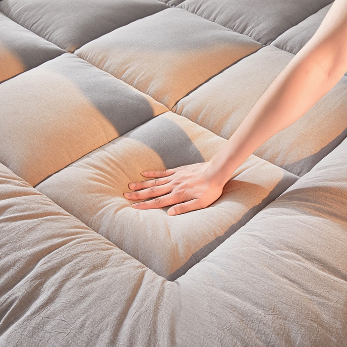 91家纺网 家纺一手货源 找家纺 富威堡2025新款酒店家用卧室褥子租房专用单人学生宿舍折叠加厚床垫软垫 负离子-绅士灰