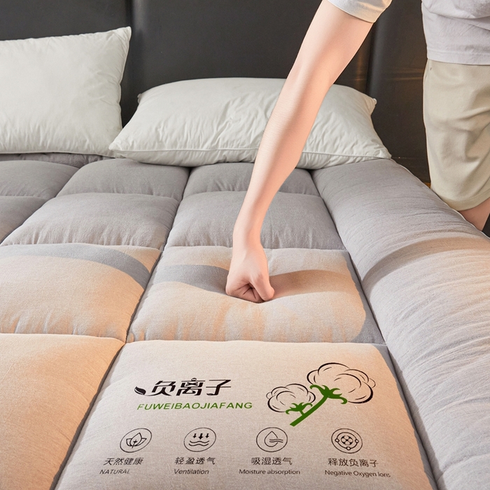 91家纺网 家纺一手货源 找家纺 富威堡2025新款酒店家用卧室褥子租房专用单人学生宿舍折叠加厚床垫软垫 负离子-绅士灰