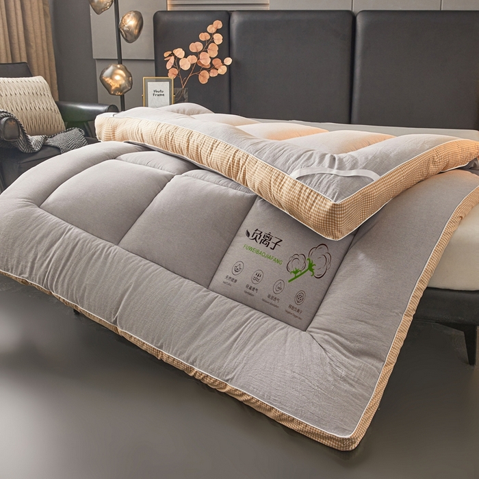 91家纺网 家纺一手货源 找家纺 富威堡2025新款酒店家用卧室褥子租房专用单人学生宿舍折叠加厚床垫软垫 负离子-绅士灰