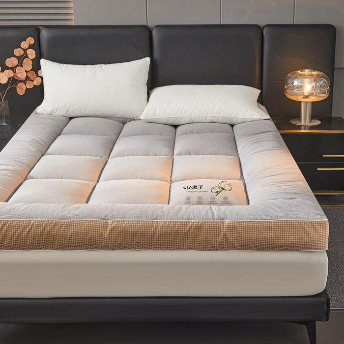 91家纺网 家纺一手货源 找家纺 富威堡2025新款酒店家用卧室褥子租房专用单人学生宿舍折叠加厚床垫软垫 负离子-绅士灰