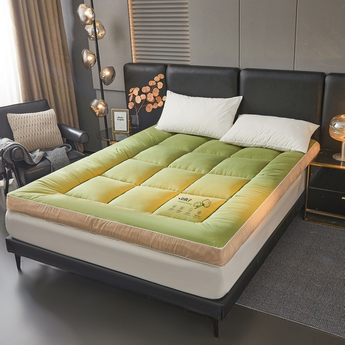 91家纺网 家纺一手货源 找家纺 富威堡2025新款酒店家用卧室褥子租房专用单人学生宿舍折叠加厚床垫软垫 负离子-抹茶绿