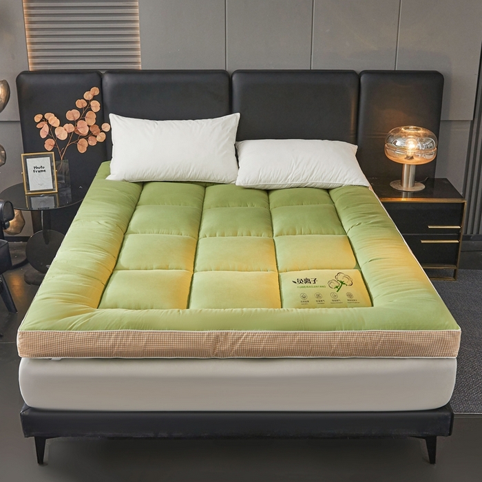 91家纺网 家纺一手货源 找家纺 富威堡2025新款酒店家用卧室褥子租房专用单人学生宿舍折叠加厚床垫软垫 负离子-抹茶绿