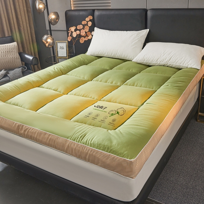 91家纺网 家纺一手货源 找家纺 富威堡2025新款酒店家用卧室褥子租房专用单人学生宿舍折叠加厚床垫软垫 负离子-抹茶绿