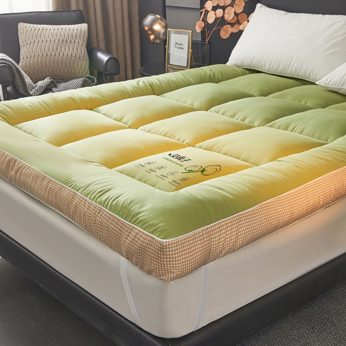91家纺网 家纺一手货源 找家纺 富威堡2025新款酒店家用卧室褥子租房专用单人学生宿舍折叠加厚床垫软垫 负离子-抹茶绿