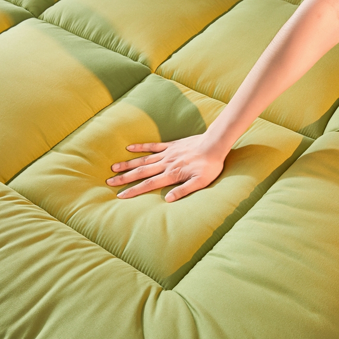 91家纺网 家纺一手货源 找家纺 富威堡2025新款酒店家用卧室褥子租房专用单人学生宿舍折叠加厚床垫软垫 负离子-抹茶绿