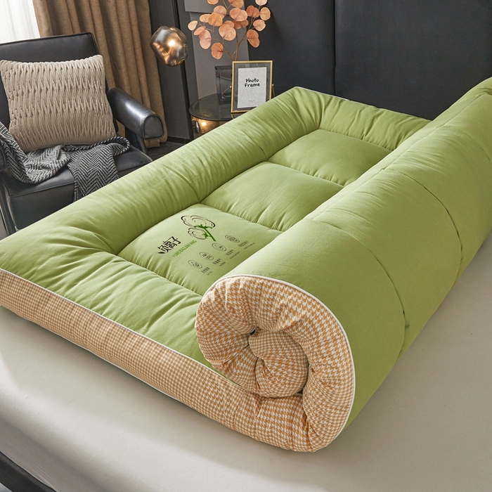 91家纺网 家纺一手货源 找家纺 富威堡2025新款酒店家用卧室褥子租房专用单人学生宿舍折叠加厚床垫软垫 负离子-抹茶绿