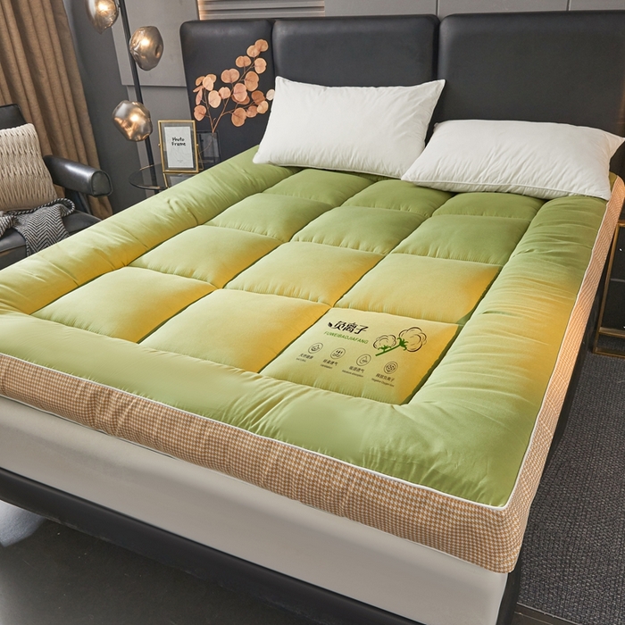 91家纺网 家纺一手货源 找家纺 富威堡2025新款酒店家用卧室褥子租房专用单人学生宿舍折叠加厚床垫软垫 负离子-抹茶绿
