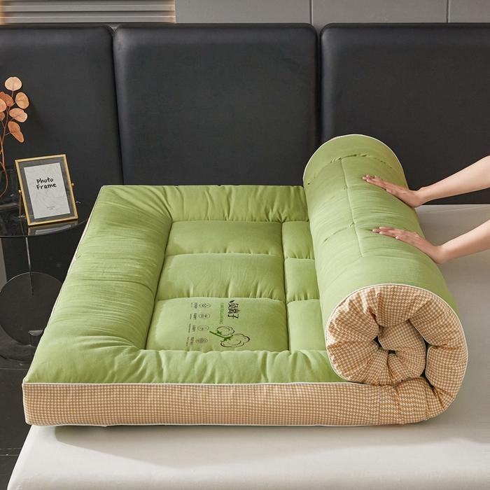 91家纺网 家纺一手货源 找家纺 富威堡2025新款酒店家用卧室褥子租房专用单人学生宿舍折叠加厚床垫软垫 负离子-抹茶绿