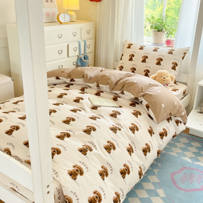 91家纺网 家纺一手货源 找家纺 寻米 2025新款全棉印花学生季学生三件套 小狗店长