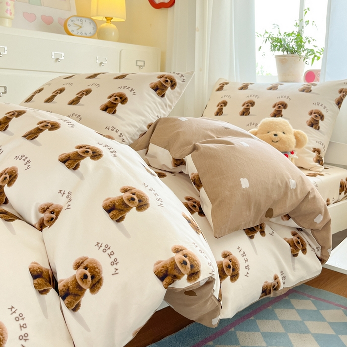 寻米 2025新款全棉印花学生季学生三件套 小狗店长