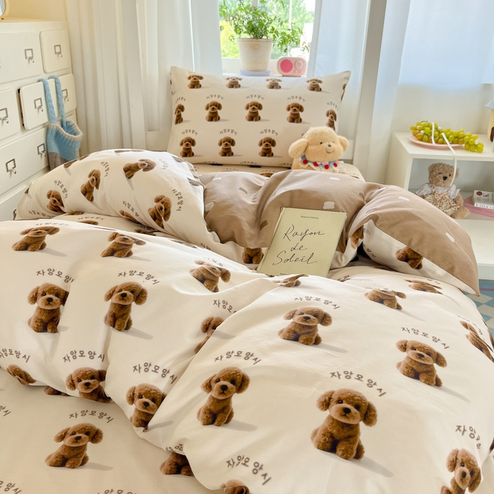 91家纺网 家纺一手货源 找家纺 寻米 2025新款全棉印花学生季学生三件套 小狗店长