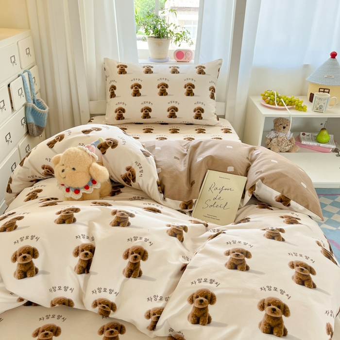 91家纺网 家纺一手货源 找家纺 寻米 2025新款全棉印花学生季学生三件套 小狗店长