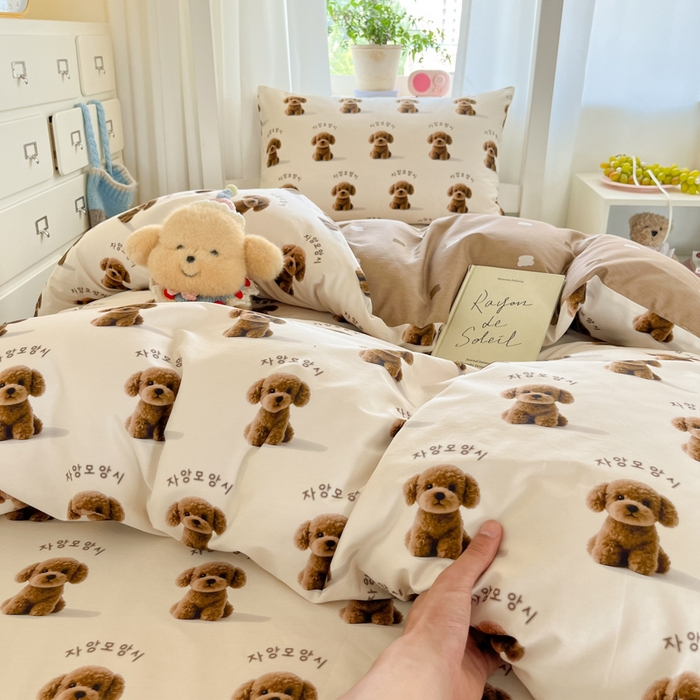 91家纺网 家纺一手货源 找家纺 寻米 2025新款全棉印花学生季学生三件套 小狗店长