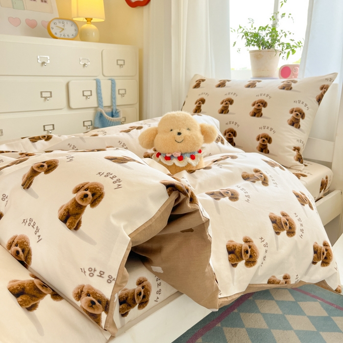 91家纺网 家纺一手货源 找家纺 寻米 2025新款全棉印花学生季学生三件套 小狗店长