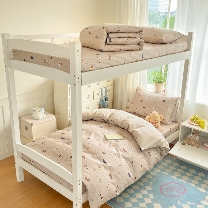 91家纺网 家纺一手货源 找家纺 寻米 2025新款全棉印花学生季学生三件套 小狗没烦恼-卡其色