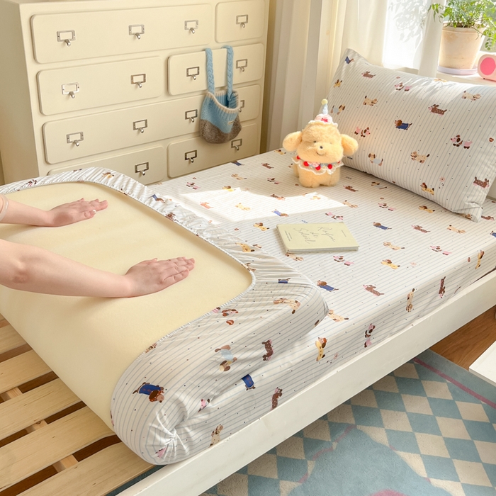 91家纺网 家纺一手货源 找家纺 寻米 2025新款全棉印花学生季学生三件套 小狗没烦恼-蓝