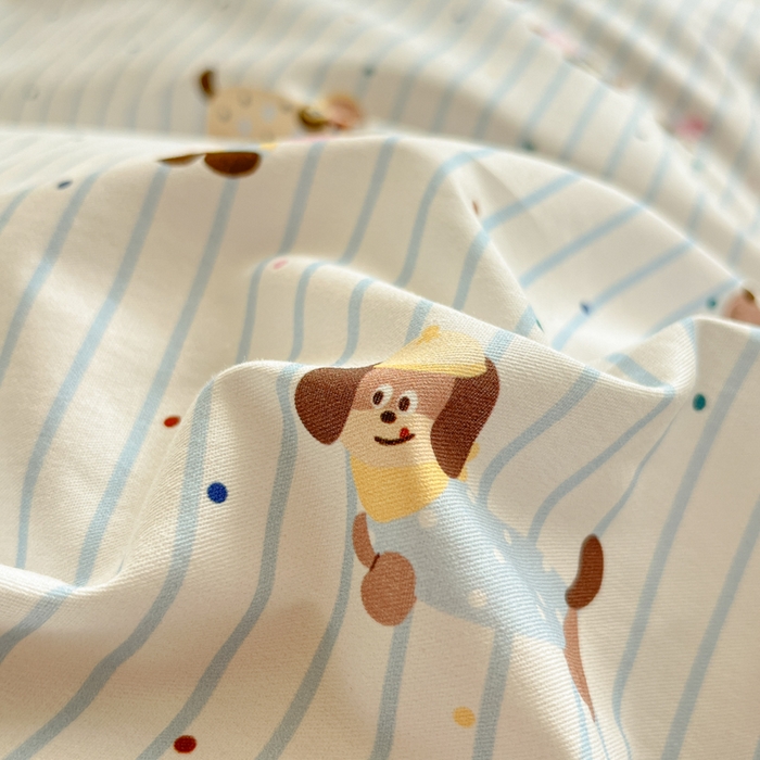 91家纺网 家纺一手货源 找家纺 寻米 2025新款全棉印花学生季学生三件套 小狗没烦恼-蓝