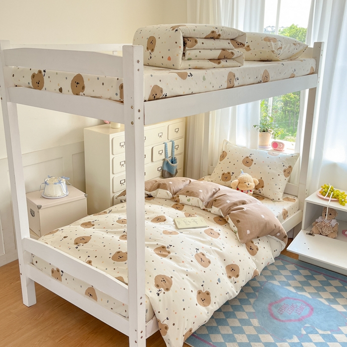 91家纺网 家纺一手货源 找家纺 寻米 2025新款全棉印花学生季学生三件套 小熊软糖