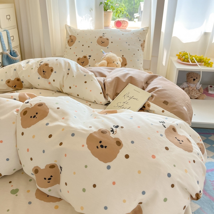 91家纺网 家纺一手货源 找家纺 寻米 2025新款全棉印花学生季学生三件套 小熊软糖