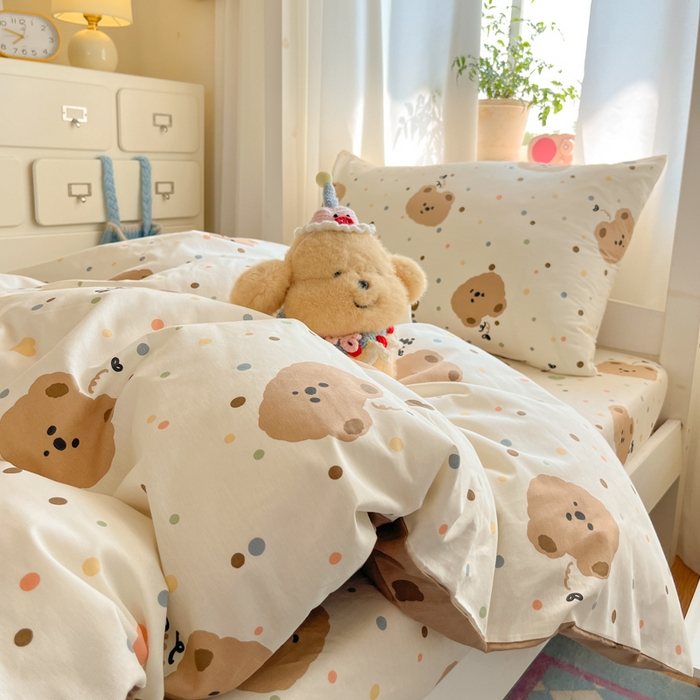 91家纺网 家纺一手货源 找家纺 寻米 2025新款全棉印花学生季学生三件套 小熊软糖