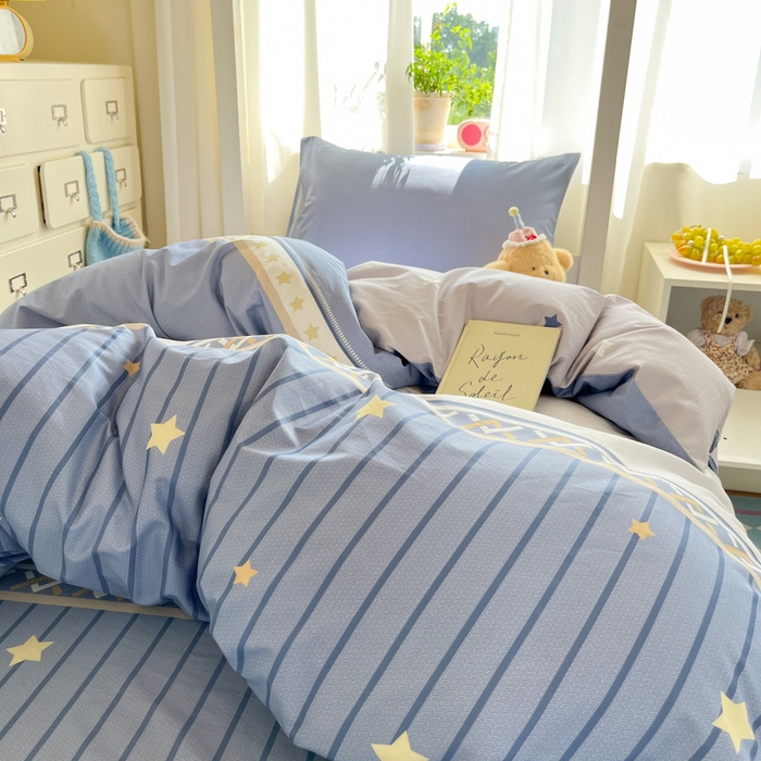 91家纺网 家纺一手货源 找家纺 寻米 2025新款全棉印花学生季学生三件套 星辰