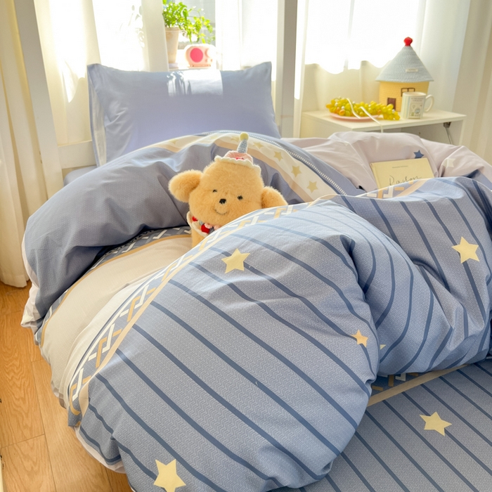 91家纺网 家纺一手货源 找家纺 寻米 2025新款全棉印花学生季学生三件套 星辰