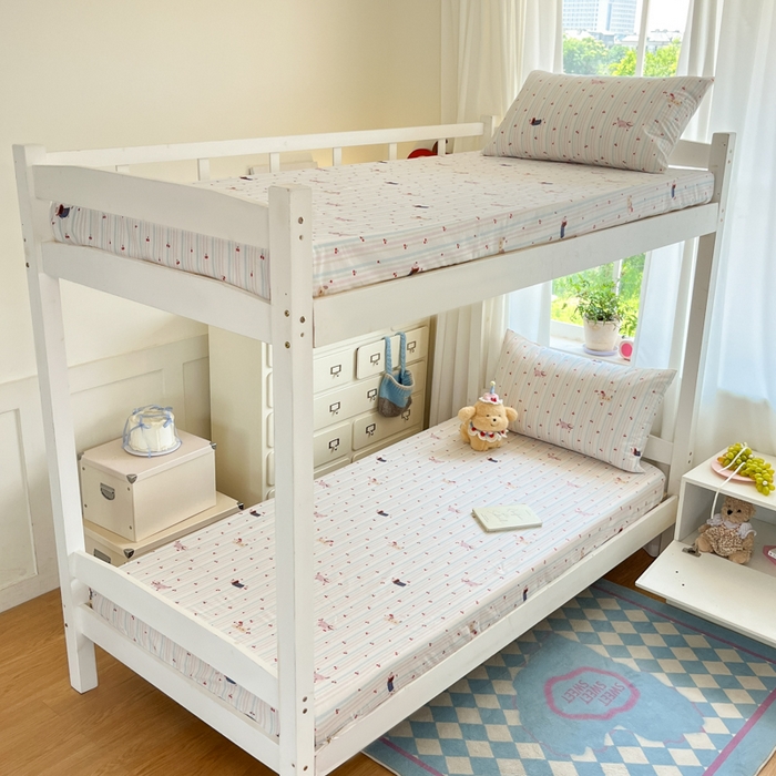 91家纺网 家纺一手货源 找家纺 寻米 2025新款全棉印花学生季学生三件套 樱桃小狗