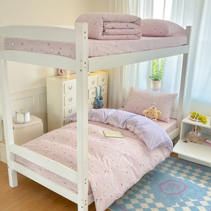 91家纺网 家纺一手货源 找家纺 寻米 2025新款全棉印花学生季学生三件套 芋泥啵啵