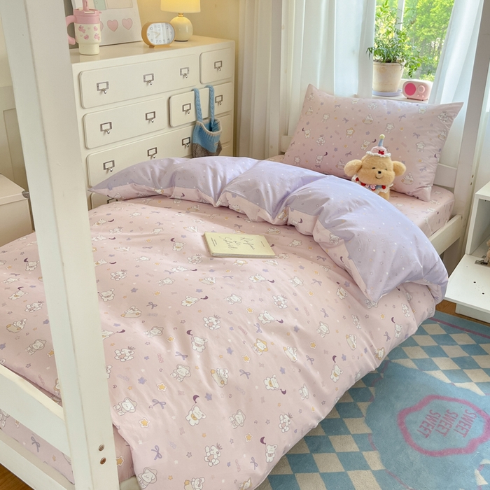 91家纺网 家纺一手货源 找家纺 寻米 2025新款全棉印花学生季学生三件套 芋泥啵啵