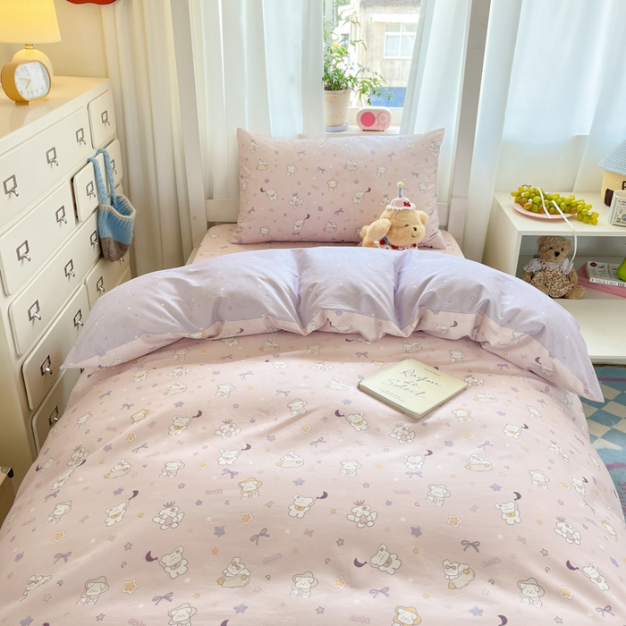 91家纺网 家纺一手货源 找家纺 寻米 2025新款全棉印花学生季学生三件套 芋泥啵啵